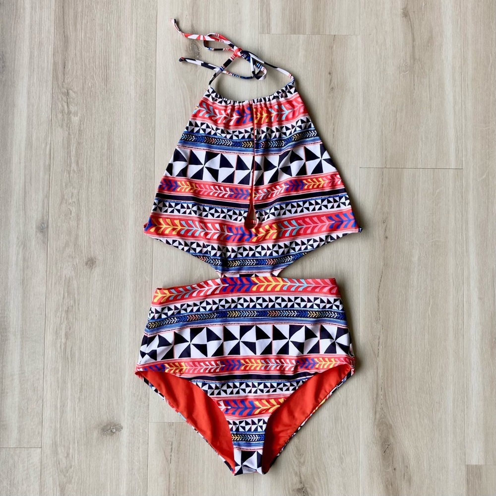 Mara Hoffman Pinwheel Printed Cutout One-Piece Swimsuit size XS
